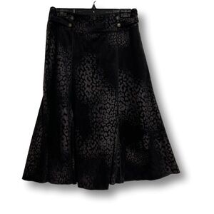 BELLISSIMA Leopard Print Faux Suede Midi Western Full Skirt, Size 6, -#328